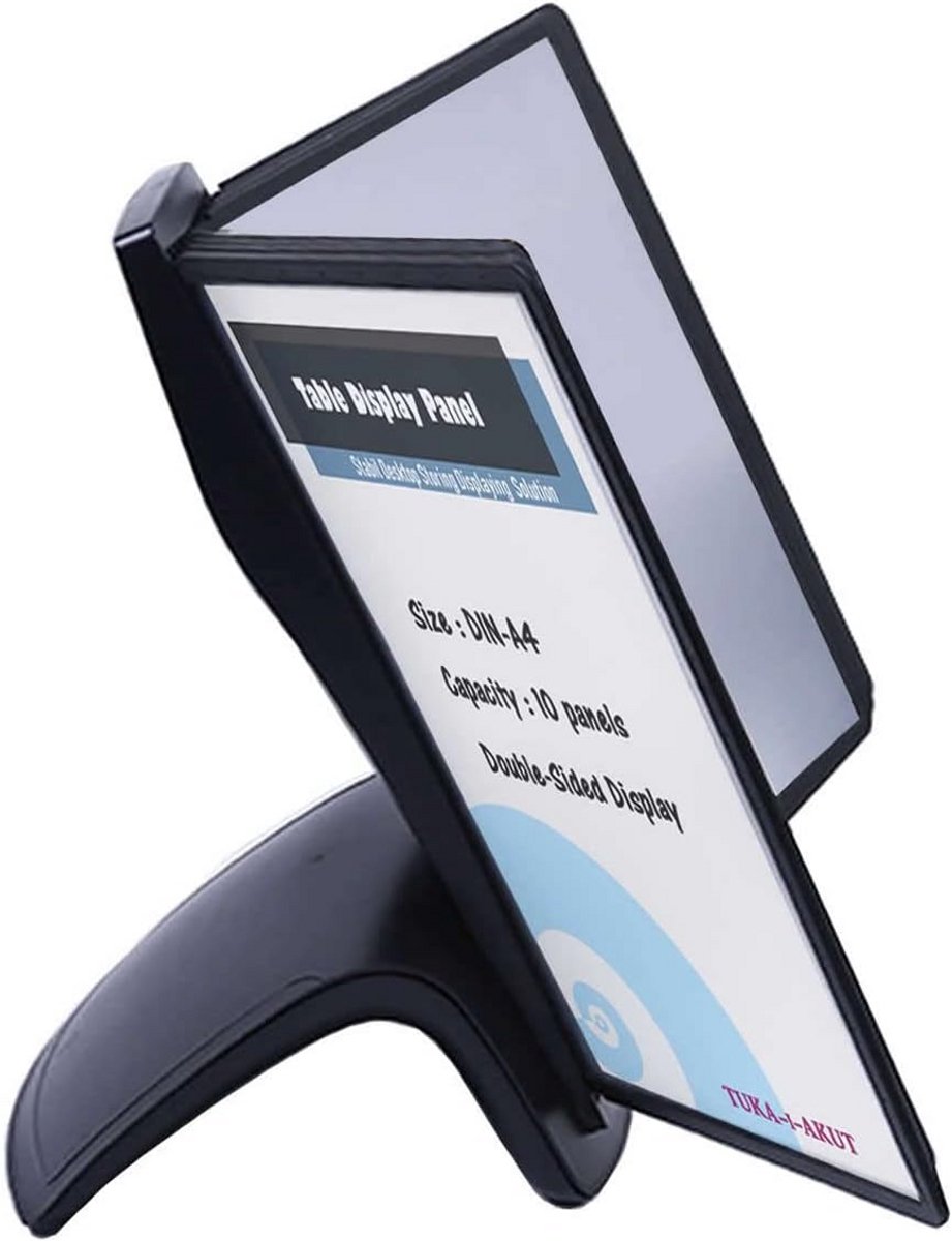Tafelzichtbord systeem met 10 klapframes voor DIN A4 documenten zwart