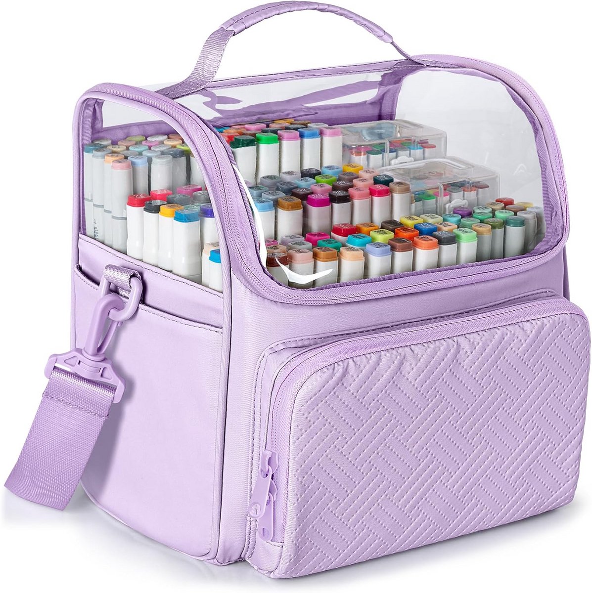 Marker Organizer Case voor 180 Markers - Opbergzak met Verdelers in Paars