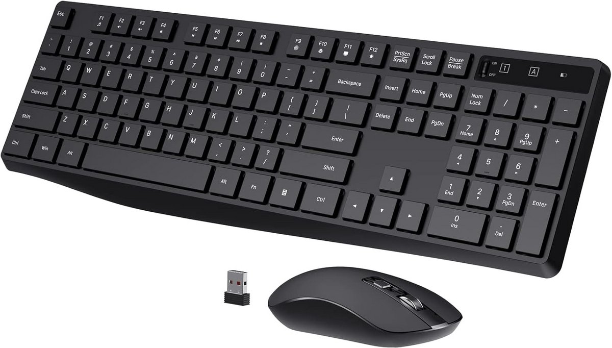 Draadloze toetsenbord en muis combi 2,4GHz USB ergonomisch 3 DPI niveaus plug & play
