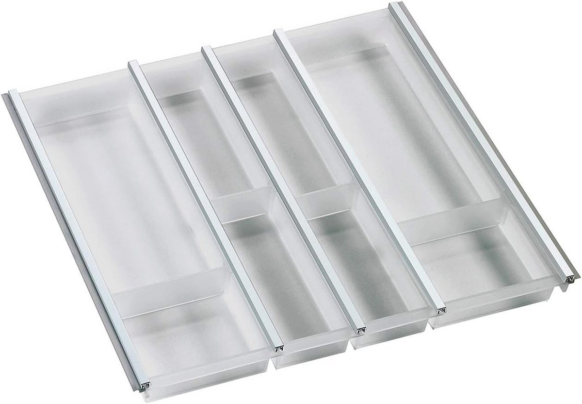 Bestekbak 60 cm wit doorschijnend - Kunststof met aluminium profielen