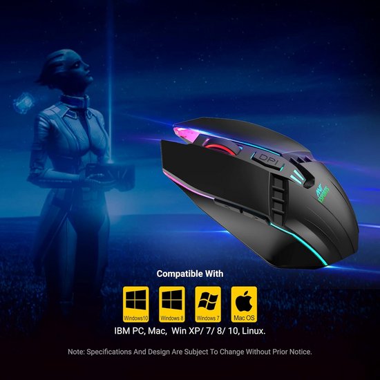 Ant Esports GM50 Gaming Muis - Optische Sensor, 4 DPI-modi, RGB Verlichting, Ergonomisch, Geschikt voor MMO/FPS, 3200 DPI, 1000 Hz Polling Rate van Merkloos — afbeelding 2