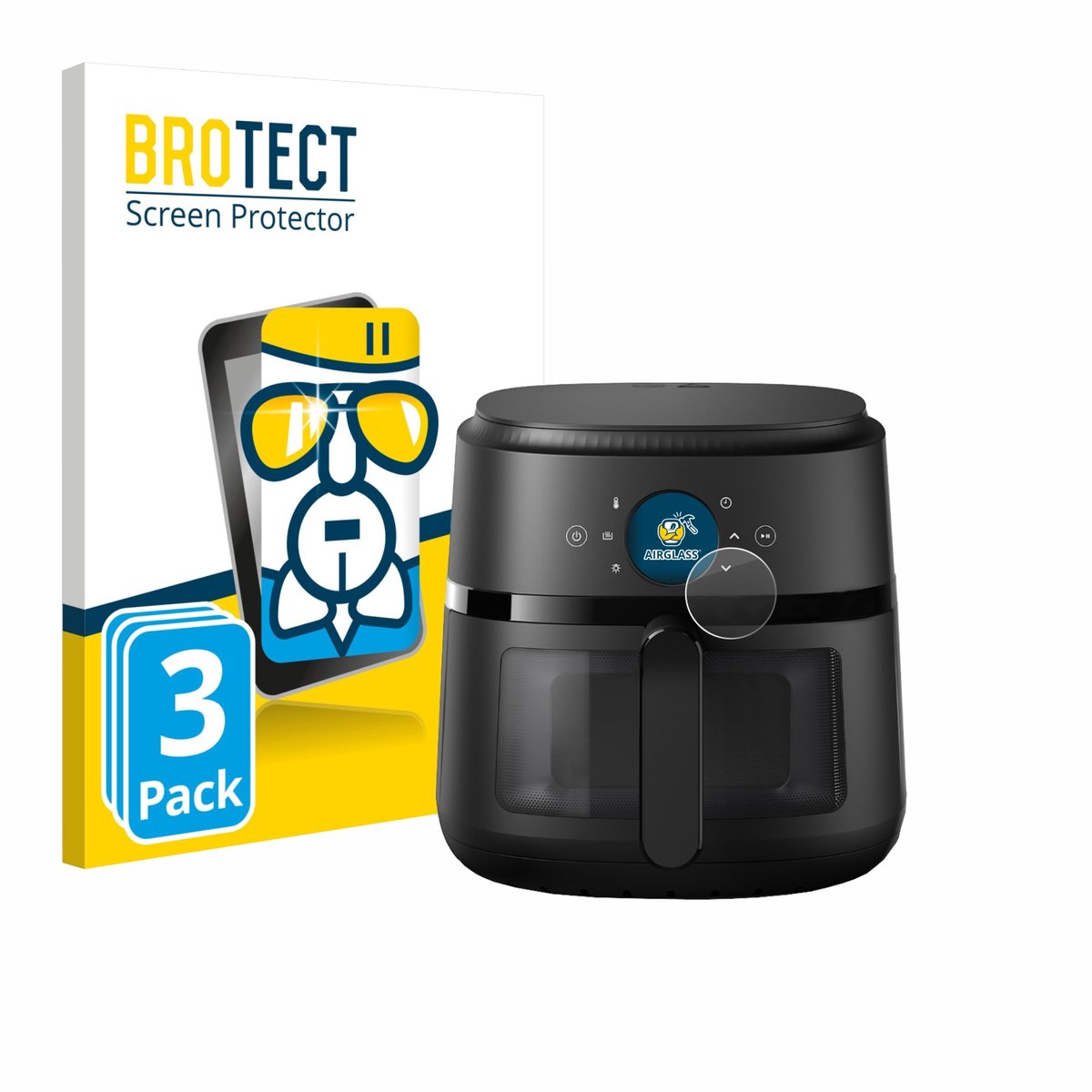 Screenprotector 3 Stuks voor Philips Airfryer 2000 Gen 2 6,2L Beschermglas transparant