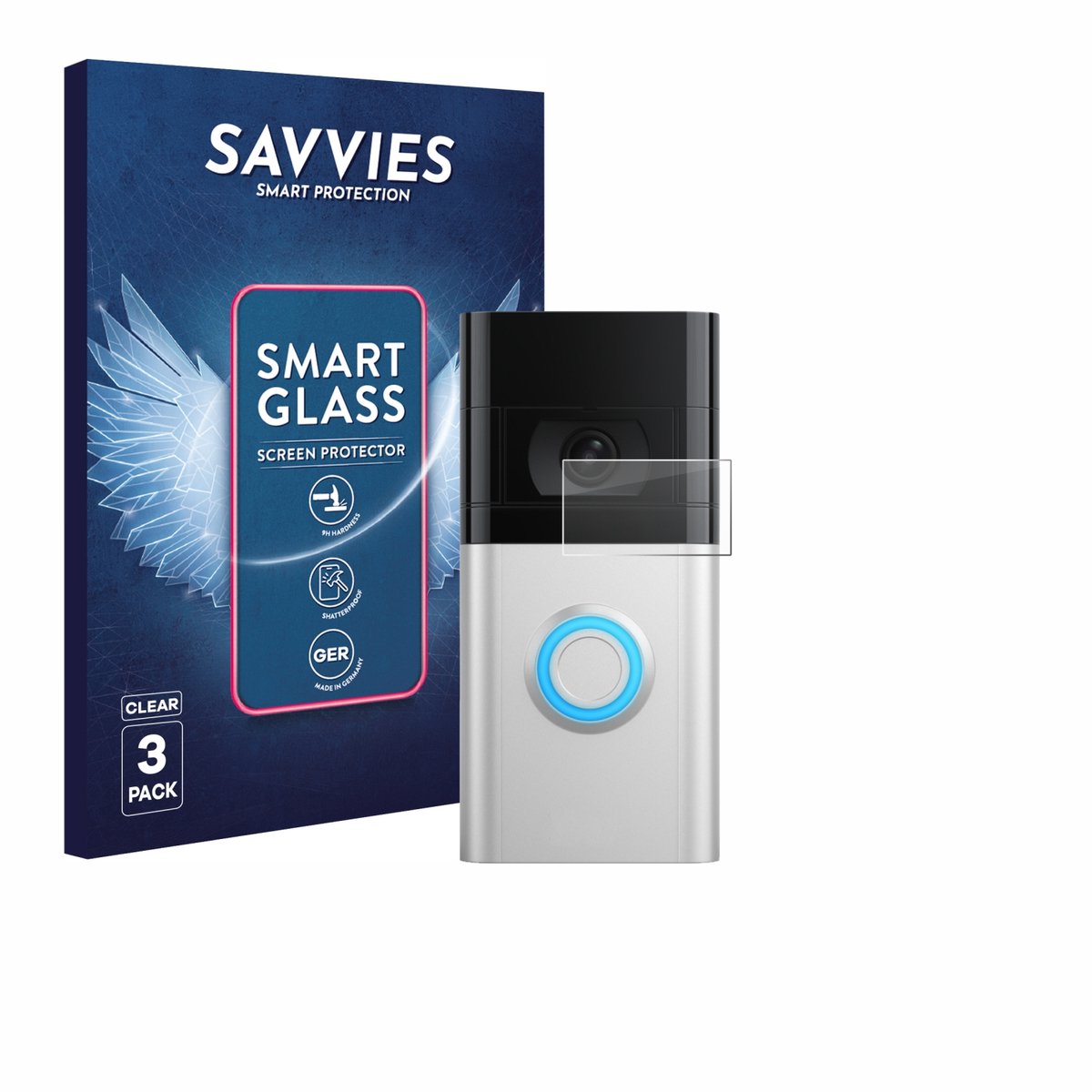 3 Stuks Savvies Screenprotector - geschikt voor Ring Video Doorbell 4 / Doorbell 3 - beschermfolie glas transparant