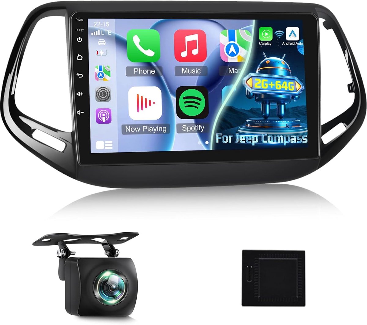 Autoradio Jeep Compass – Multimedia Systeem – Android Stereo – Auto Headunit – Navigatie Radio – 10,1 Inch Touchscreen – Draadloze CarPlay & Android Auto – AHD Achteruitrijcamera & Stuurwielbediening