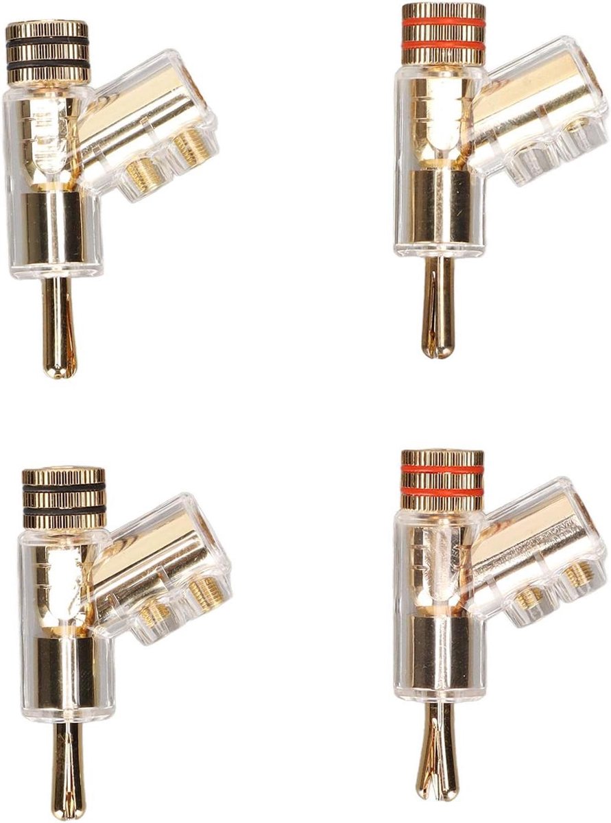 Vergulde Banaanconnectoren 45 Graden Schuine Plug 4 Stuks Luidspreker Ondersteunt Draaddiameter 7mm
