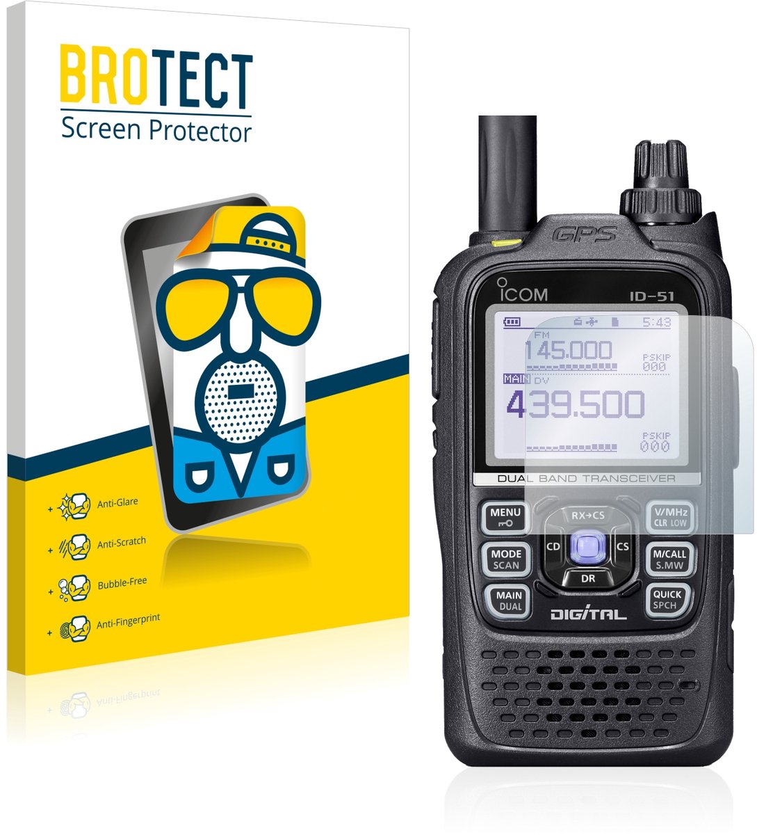 BROTECT - Screenprotector voor Icom ID-51 - Folie Beschermfolie matte 2 Stuks