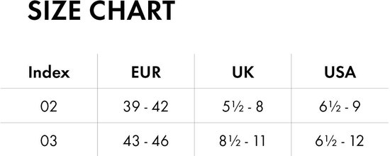 Maattabel voor Falke sokken met EUR, UK en USA maten.