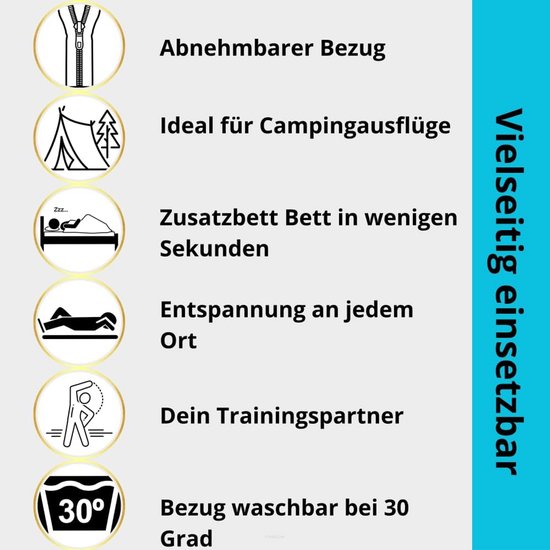 Opvouwbare Gastenmatras 180x65cm Schuim - Wasbare Hoes voor Camping en Logees — afbeelding 5
