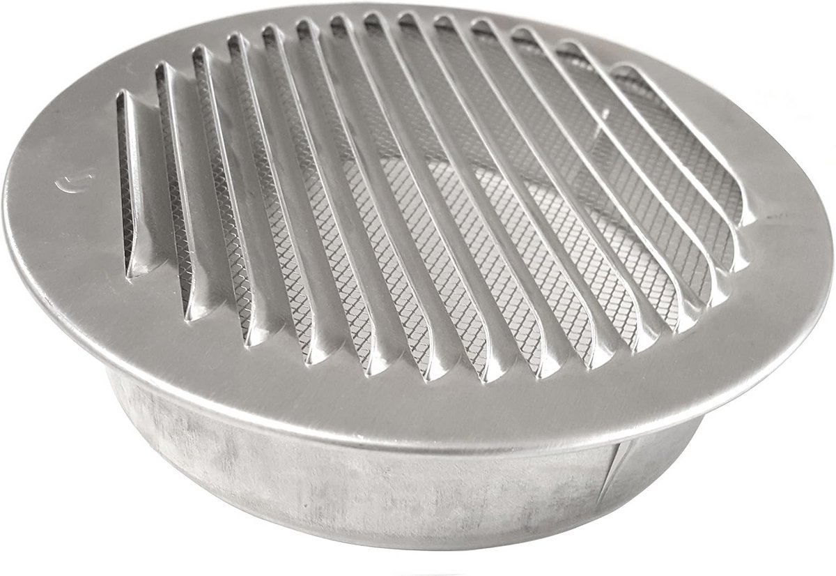 Weerbestendig ventilatierooster 80 mm aluminium met insectenhor