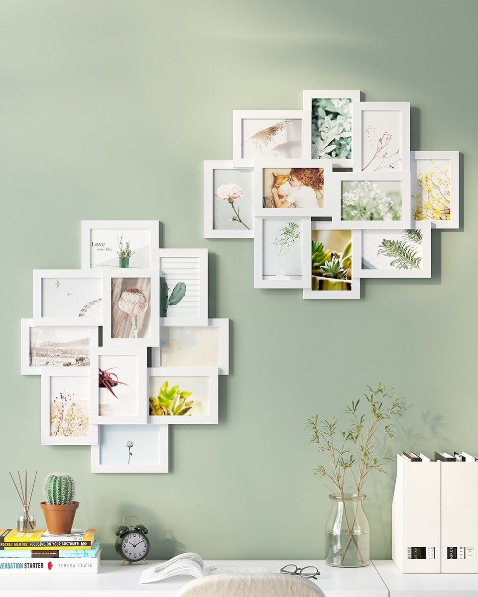 Collage fotolijst – MDF – Wolkenwit – 10 openingen voor wanddecoratie