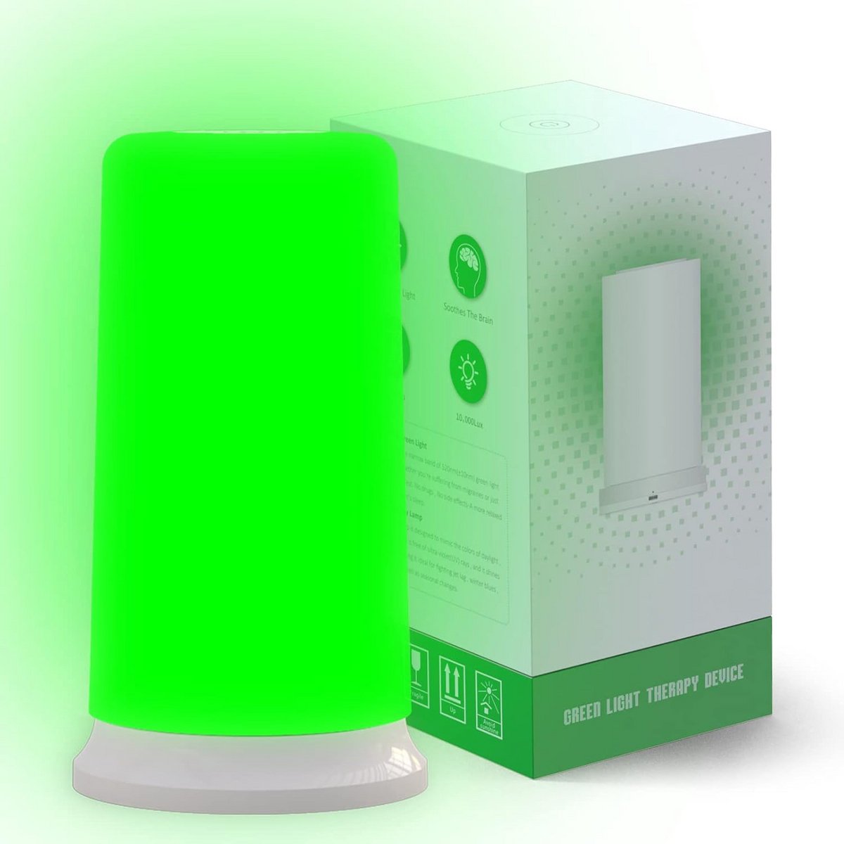 Oplaadbare Groene en Witte Lichttherapielamp voor Ontspanning en Migraine