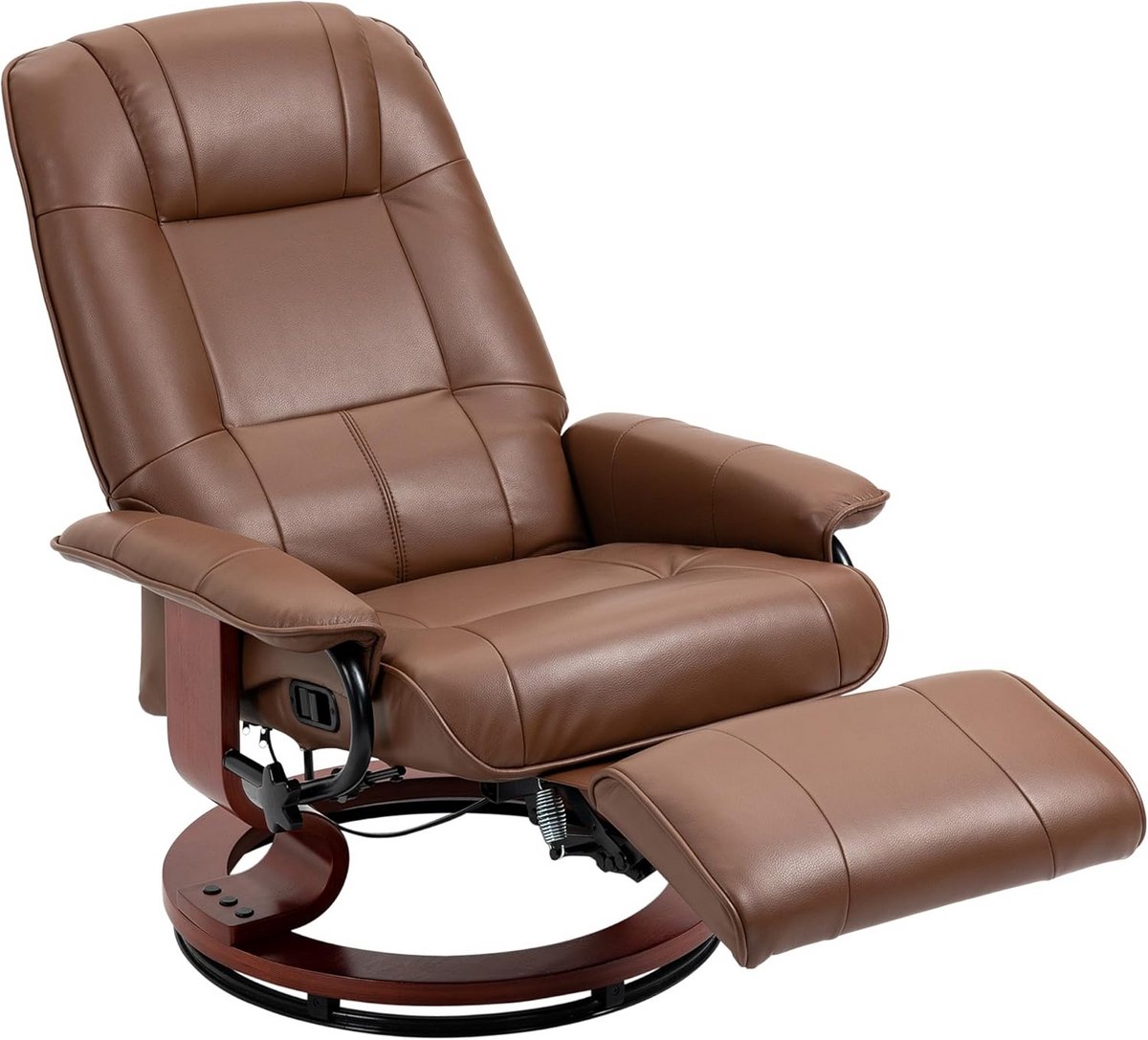 Comfortabele Relaxstoel Bruin met 360 Graden Draaifunctie en Verstelbare Voetensteun