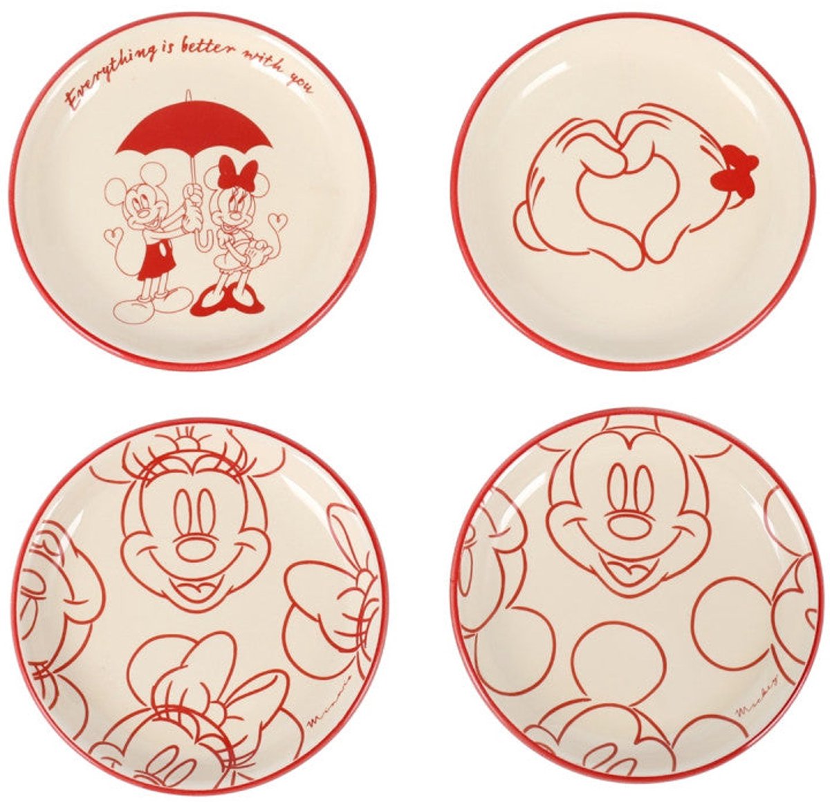 Disney Home Mickey & Minnie Ontbijt Borden Set Valentine (Pre Order)