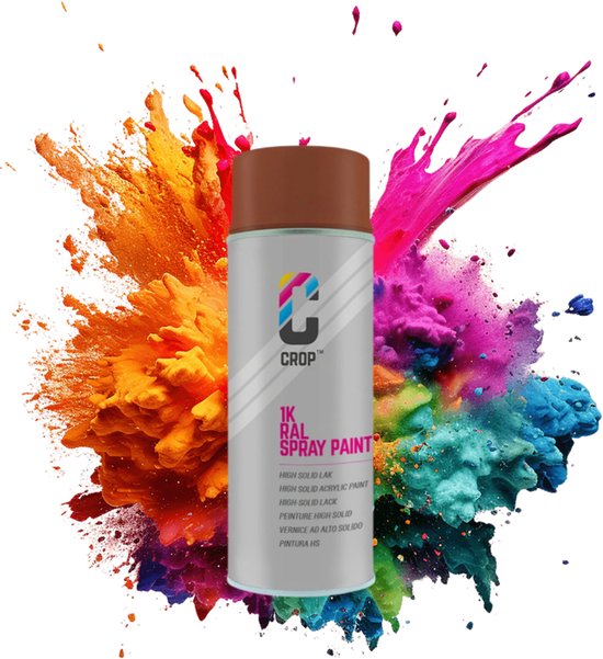 Bombe aérosol CROP RAL 8004 Brun cuivré - Mat - 400 ml - Peinture aérosol Brun - 100 % grand teint - Séchage rapide - Intérieur et extérieur - RAL8004