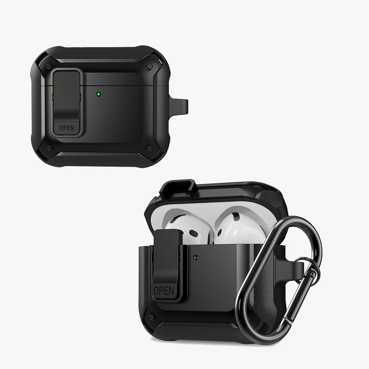 Robuuste Beschermhoes voor AirPods 4e Generatie met Karabijnhaak - Schokbestendig