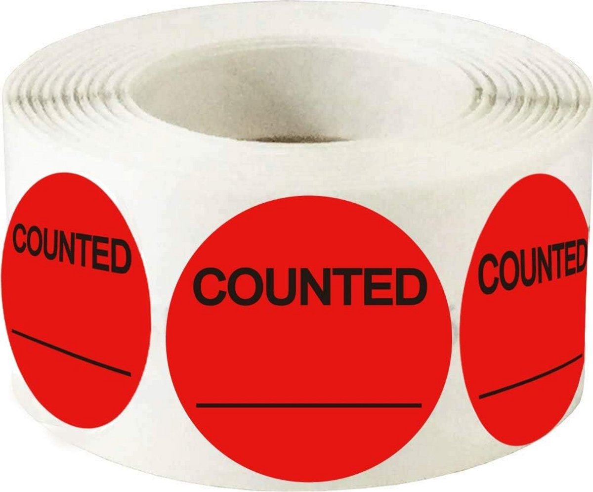 Ronde Getelde Voorraadcontrole Stickers, 500 Stuks, Zelfklevend