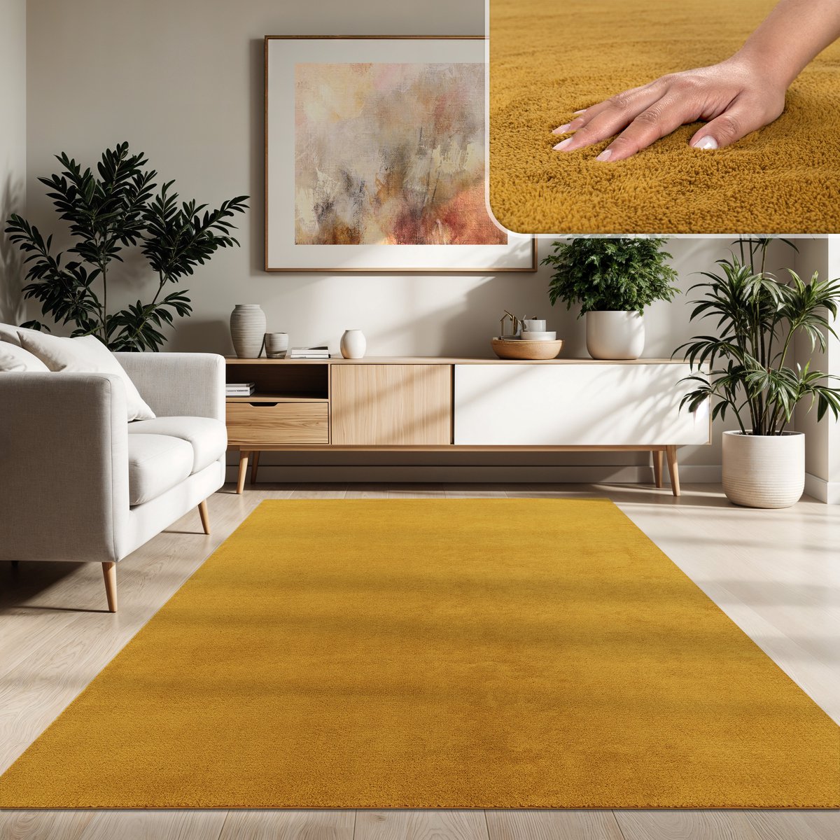 Paco Home Moderne woonkamer tapijt kortpolig wasbaar zacht uni effect bont antislip 160x220 cm