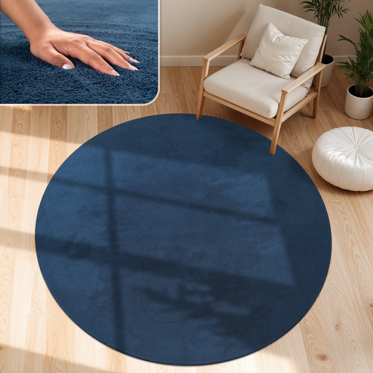 Paco Home Moderne woonkamer tapijt kortpolig wasbaar zacht uni effect bont antislip 80 cm Rund