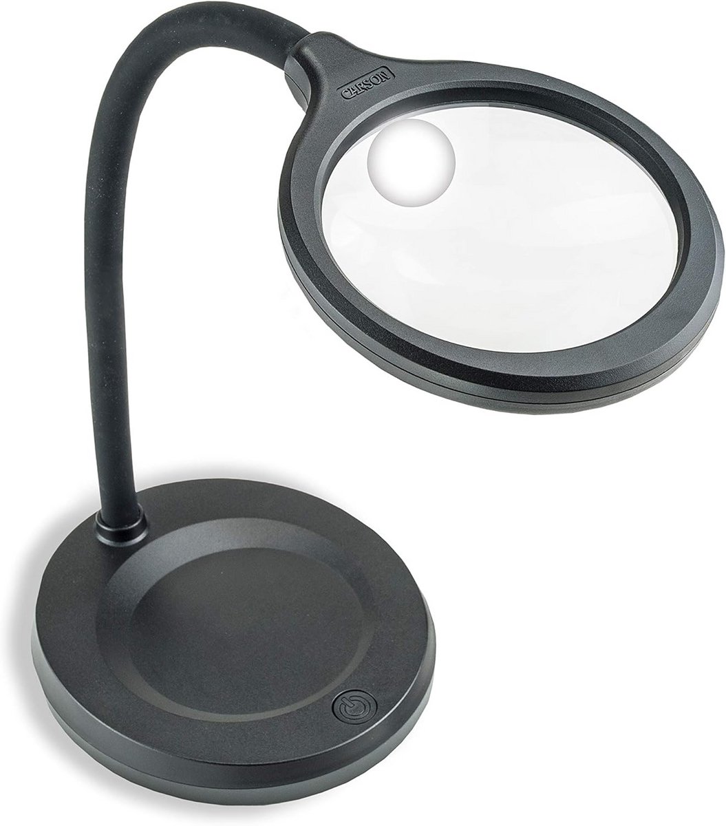 Tafelvergrootglas met Verlichting en USB-C | 2x Hoofdlens & 5x Spotlens