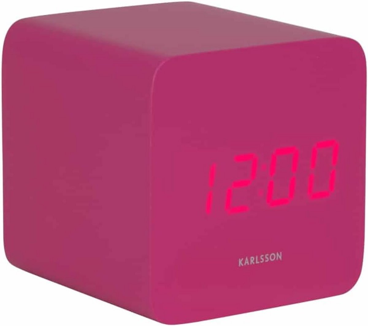 Wekker Vierkant LED met Snooze en Temperatuurdisplay - Roze Houten Design