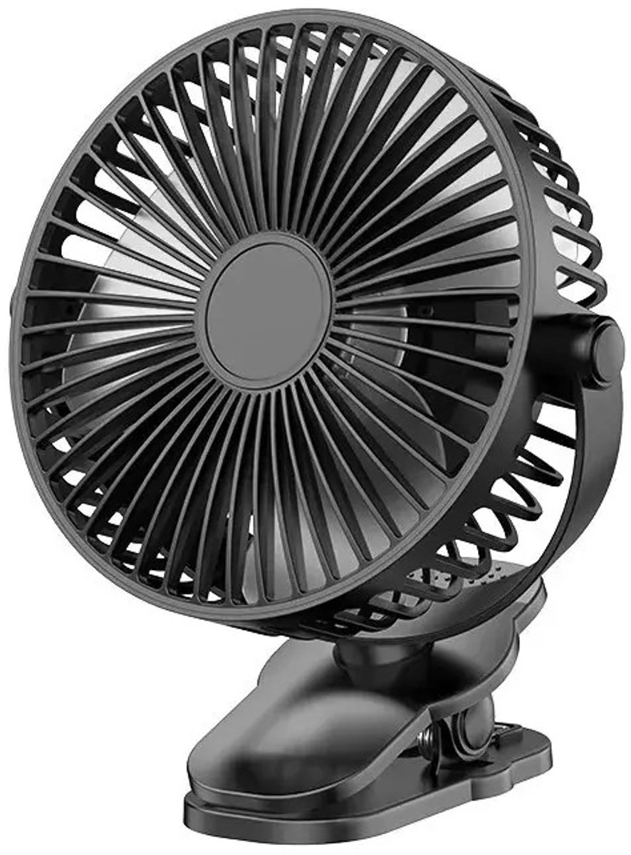 WiseGoods Premium Draagbare Ventilator Oplaadbaar Met Clip - Lichtgewicht Voor Desktop - Ventilatoren - Tafelventilator - Zwart