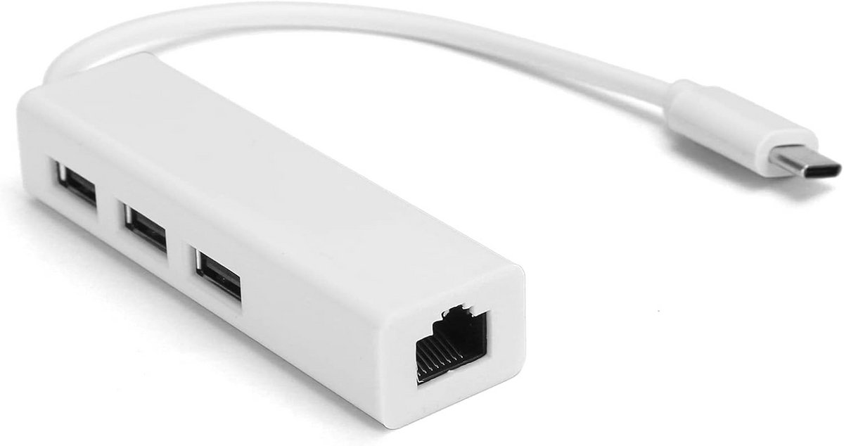 USB-C naar Gigabit Ethernet Adapter met 3 USB 2.0 Poorten