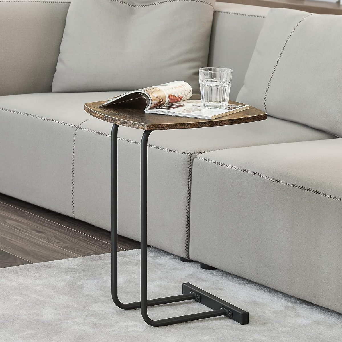 Ronde bijzettafel Houtkleurig en Zwart 55x40x40 cm - Moderne Salontafel