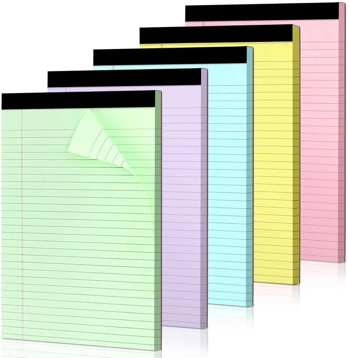 Juridische Notitieblokken Set van 5 - A4 Breed Gelinieerd, Microgeperforeerd, Stevige Rug