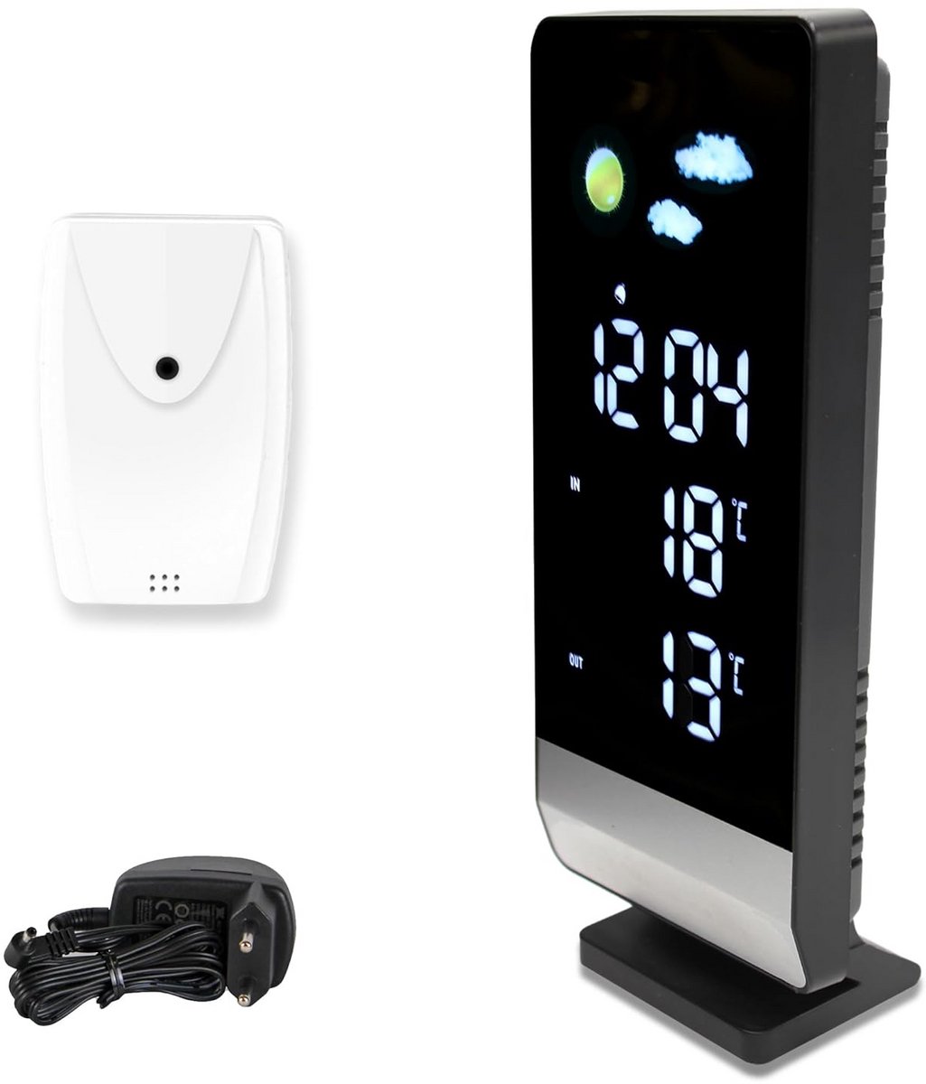 Draadloos Weerstation Binnen en Buiten - Digitale Temperatuurmeter met Wekker en Weersvoorspelling