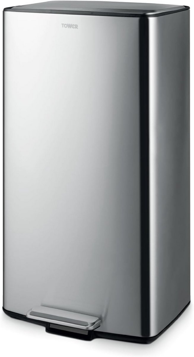 Grote RVS Pedaalemmer 40 Liter Rechthoekig - Vingerafdrukbestendig & Geurfilter