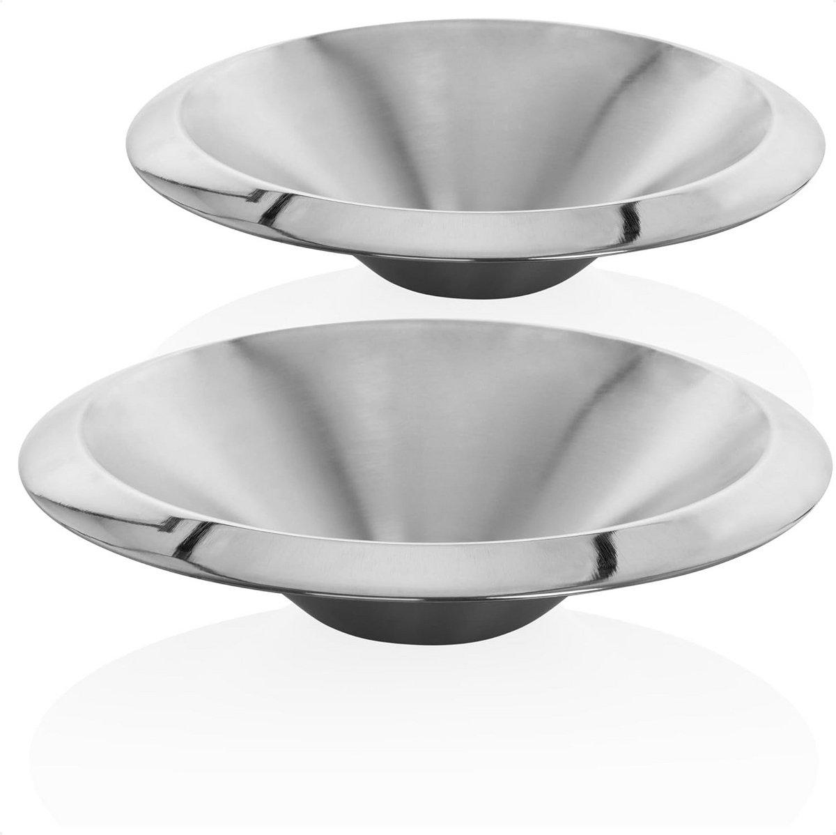 Set van 2 RVS Schalen 30 cm - Platte Metalen Serveer- en Fruitschalen