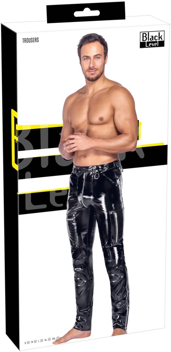 Men’ Vinyl Trousers Zwart