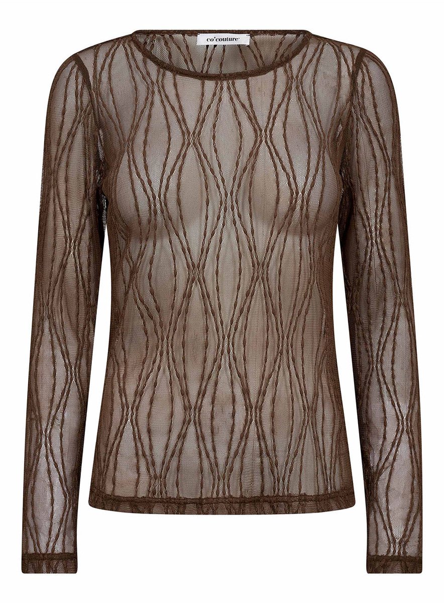 Co Couture MarcyCC Mesh O-blouse mocca bruin