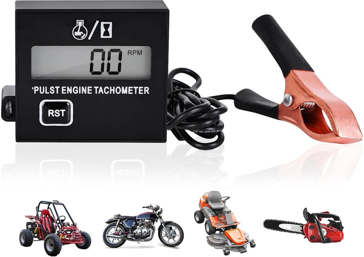 Digitale Toerenteller met Urenteller - Waterdicht voor Motorfiets, Grasmaaier en Kettingzaag
