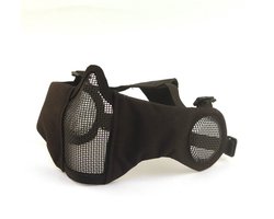 Opvouwbaar airsoft mesh masker, nylon militair tactisch halfgelaatsmasker met oorbescherming, verstelbare beschermende onderbescherming voor jagen, paintballen en schieten.