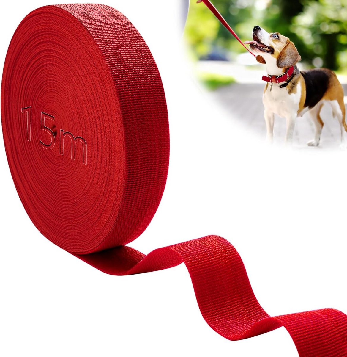 15m Sterke Band van 50mm Breed: Rood Polypropyleen & Nylon voor Doe-Het-Zelf, Tassen en Hondenriemen - Waterbestendig