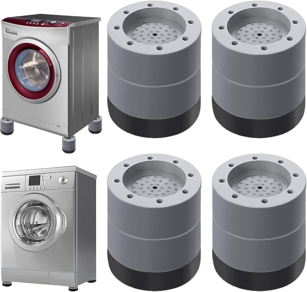 4x Universele Anti-Vibratie Voeten voor Wasmachine, Droger & Koelkast - Schokdempend en Antislip