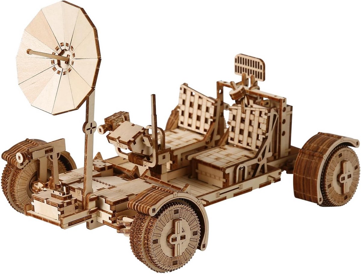 Houten 3D Puzzel Maanrover Modelbouwset - Mechanisch DIY Knutselpakket voor Volwassenen