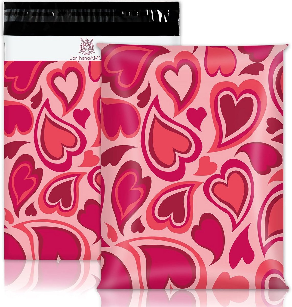 100x Valentijnsdag Verzendzakken Rood Roze Hartjes – 10x13 Inch Waterdichte Postzakken