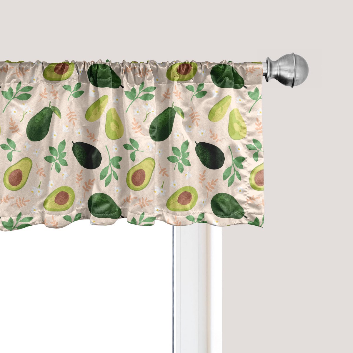 ABAKUHAUS Avocado Raamvalletje, Gordijnvalletje voor Keuken en Slaapkamer met Tunnelzoom, 137 cm x 45 cm, Champagne en Multicolor