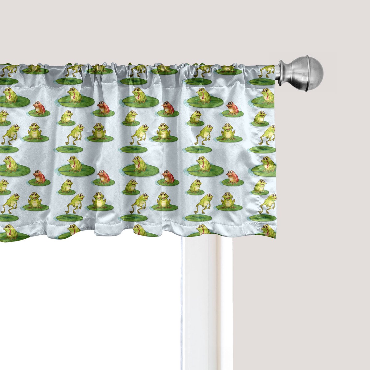 ABAKUHAUS Kikker Raamvalletje, Gordijnvalletje voor Keuken en Slaapkamer Decoratie met Tunnelzoom, 137 cm x 45 cm, Babyblauw Multicolor