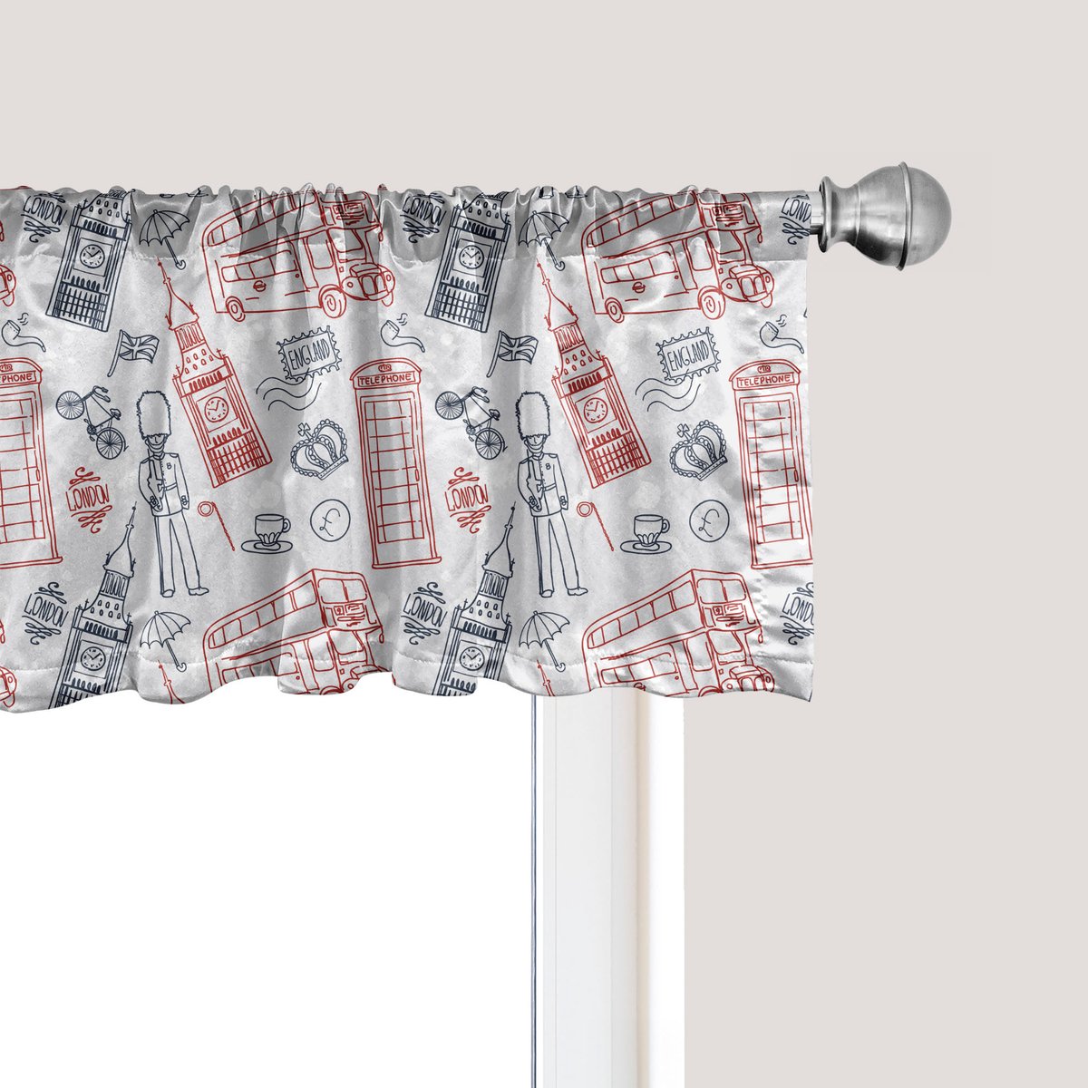 ABAKUHAUS London raamvalletje, gordijnvalletje voor keuken en slaapkamer met tunnelzoom, 137 cm x 30 cm, vermiljoen donkerblauw