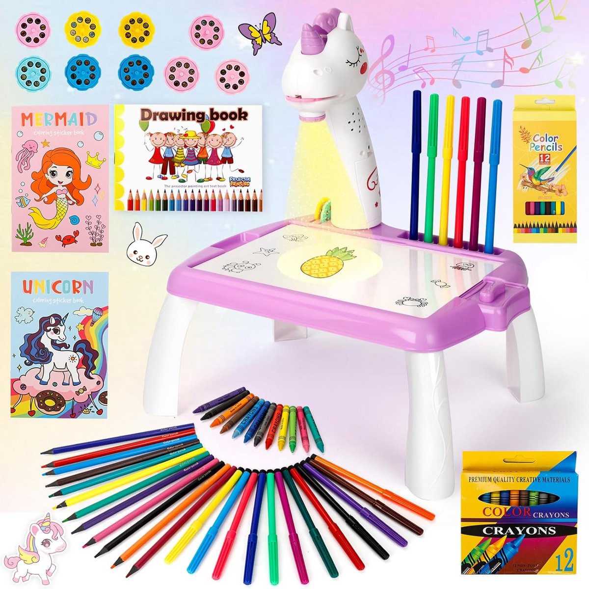 Tekentafel Projector voor Kinderen met 72 Afbeeldingen - Kleur- en Tekenset