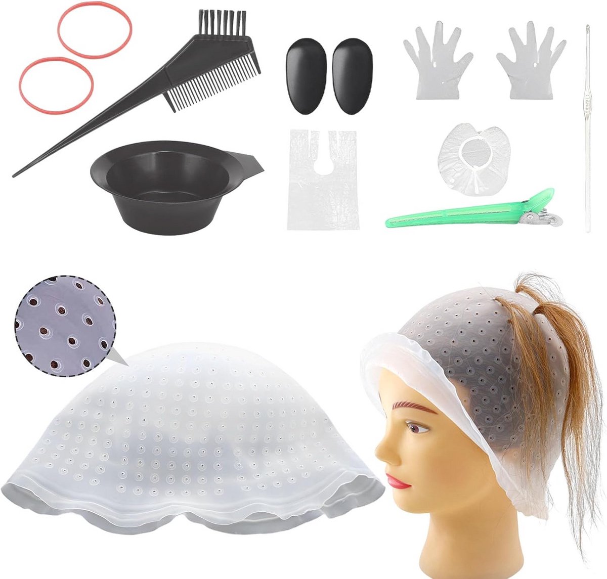 Complete Set Haarverfaccessoires en Highlights Kap met Haak en Benodigdheden