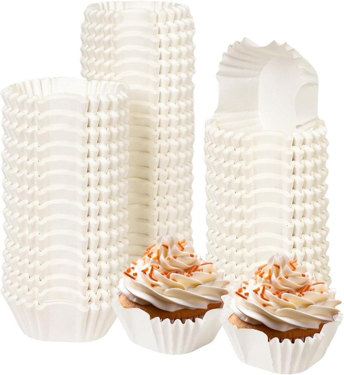 200 Stuks Vierkante Witte Cupcake- en Muffinvormpjes - Standaard Formaat