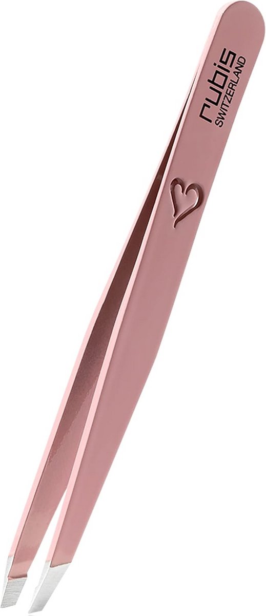 Precisie Pincet Schuin met Hartgravering Roze