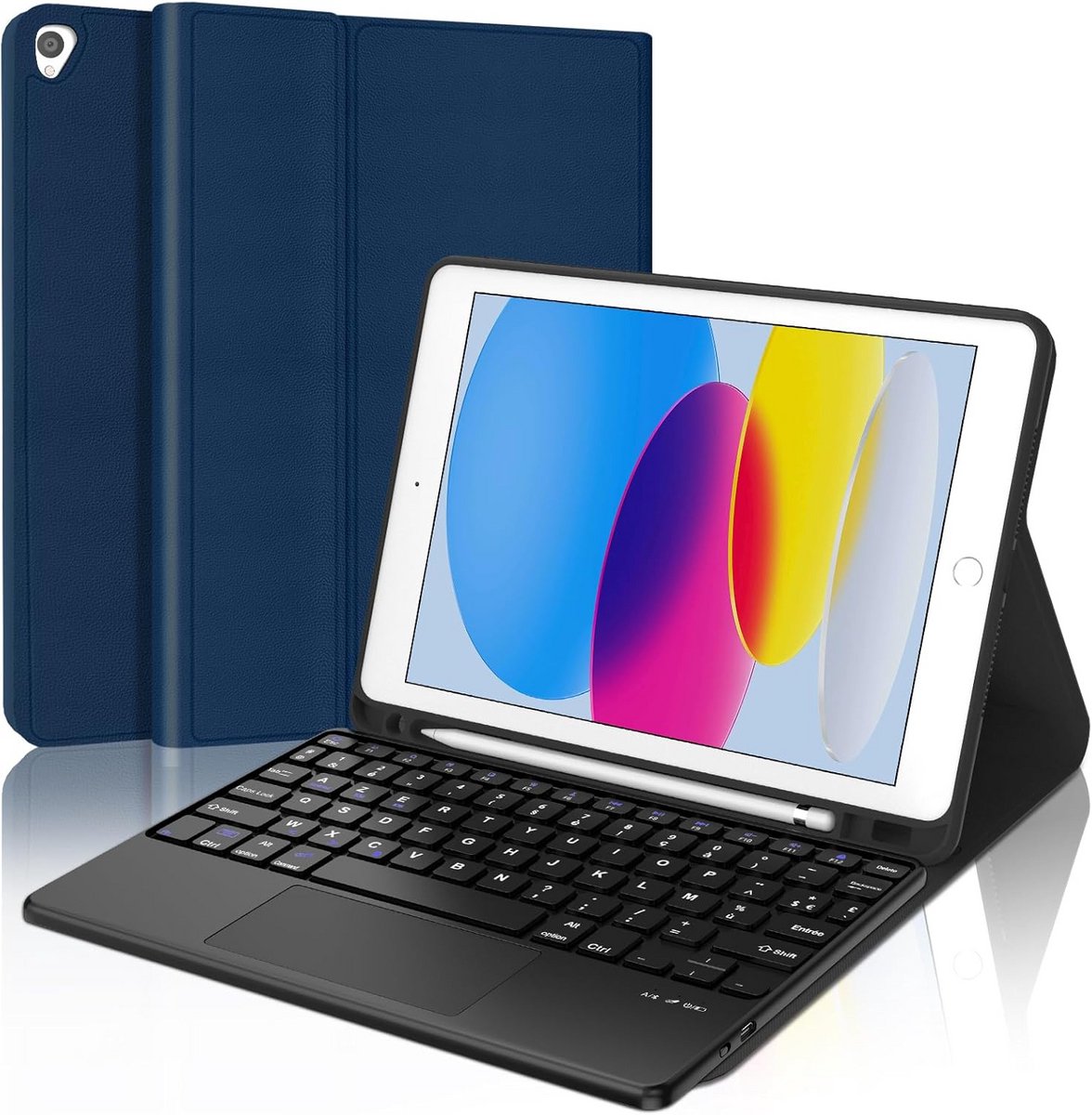 Hoes met AZERTY Toetsenbord en Trackpad voor iPad 10.2 inch (9e/8e/7e Generatie)