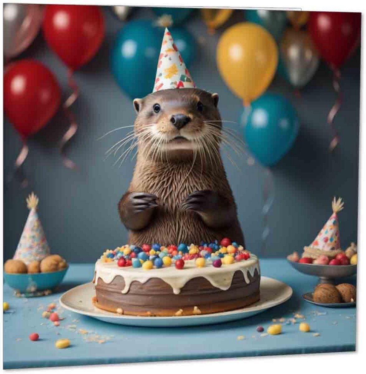 Lieve Verjaardagskaart Otter - Vierkante Wenskaart met Luxe Envelop
