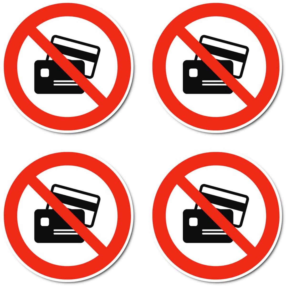 Geen Kaarten Betaling Stickers Veiligheidsmarkering Ø 10 cm 4 Stuks