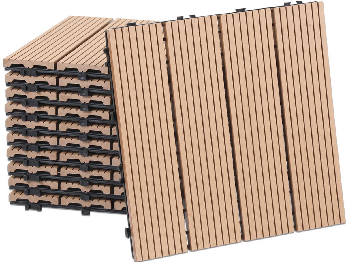 22x Klikbare WPC Terrastegels 30x30cm - Tuintegels met Kliksysteem - Waterdicht Composiet Vlondertegels voor Terras en Balkon (2m²)